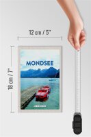 Holzschild Reise 12x18 cm Mondsee Österreich Boote See Berge
