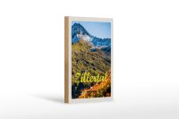 Holzschild Reise 12x18 cm Zillertal Österreich Natur Berg Wälder