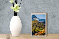 Holzschild Reise 12x18 cm Zillertal Österreich Natur Berg Wälder