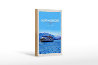 Holzschild Reise 12x18 cm Lago Maggiore Schiff See Berge...