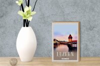 Holzschild Reise 12x18 cm Luzern Schweiz Champal Bridge Natur