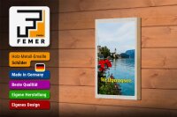 Holzschild Reise 12x18 cm Wolfgangsee See Familienurlaub Natur