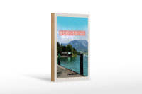Holzschild Reise 12x18 cm Wolfgangsee See Stadt Natur Urlaub