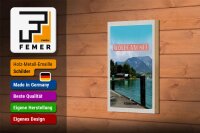 Holzschild Reise 12x18 cm Wolfgangsee See Stadt Natur Urlaub
