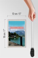 Holzschild Reise 12x18 cm Wolfgangsee See Stadt Natur Urlaub