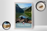 Holzschild Reise 12x18 cm Vilsalpsee Österreich Wälder Boot