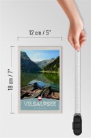 Holzschild Reise 12x18 cm Vilsalpsee Österreich Wälder Boot
