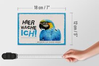 Holzschild Spruch 18x12 cm Papagei hier wache ich eigene Gefahr