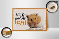 Holzschild Spruch 18x12 cm Hamster hier wache ich eigene Gefahr