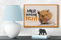Holzschild Spruch 18x12 cm Hamster hier wache ich eigene Gefahr