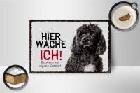 Holzschild Spruch 18x12 cm Pudel hier wache ich eigene Gefahr