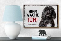 Holzschild Spruch 18x12 cm Pudel hier wache ich eigene Gefahr