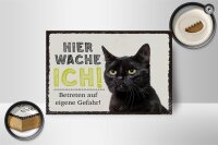Holzschild Spruch 18x12 cm Katze hier wache ich eigene Gefahr