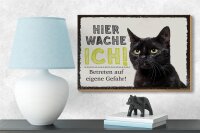 Holzschild Spruch 18x12 cm Katze hier wache ich eigene Gefahr