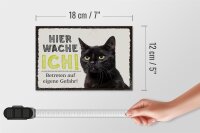 Holzschild Spruch 18x12 cm Katze hier wache ich eigene Gefahr