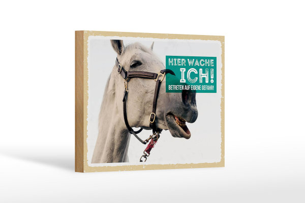 Holzschild Spruch 18x12 cm Pferd Schimmel hier wache ich Dekoration