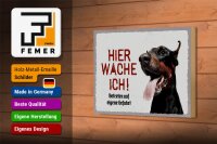 Holzschild Spruch 18x12 cm Dobermann hier wache eigene Gefahr
