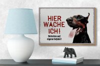 Holzschild Spruch 18x12 cm Dobermann hier wache eigene Gefahr
