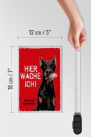 Holzschild Spruch 12x18 cm Dobermann hier wache eigene Gefahr