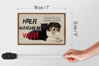 Holzschild Spruch 18x12 cm Hund Katze hier wachen wir Geschenk