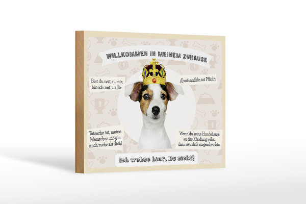 Holzschild Spruch 18x12 cm Tiere Hund willkommen wohne hier