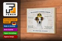 Holzschild Spruch 18x12 cm Tiere Hund willkommen wohne hier