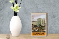 Holzschild Reise 12x18 cm Acapulco Mexiko Innenstadt Hochhaus