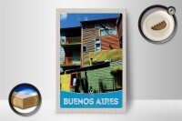 Holzschild Reise 12x18 cm Buenos Aires Argentinien Häuser