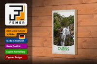 Holzschild Reise 12x18 cm Cairns Australien Wasserfall Natur