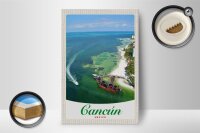 Holzschild Reise 12x18 cm Cancun Mexiko Strand Meer Schiffe