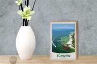 Holzschild Reise 12x18 cm Cancun Mexiko Strand Meer Schiffe