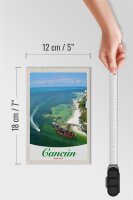 Holzschild Reise 12x18 cm Cancun Mexiko Strand Meer Schiffe