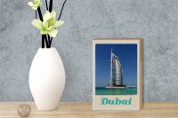 Holzschild Reise 12x18 cm Dubai Afrika Strand Meer Hochhaus