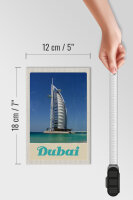 Holzschild Reise 12x18 cm Dubai Afrika Strand Meer Hochhaus