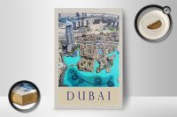Holzschild Reise 12x18 cm Aussicht auf Dubai Hochhaus Meer
