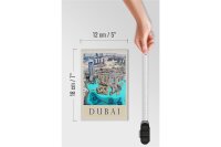 Holzschild Reise 12x18 cm Aussicht auf Dubai Hochhaus Meer