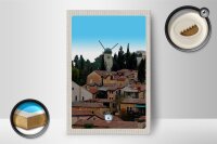 Holzschild Reise 12x18 cm Israel Stadt Windmühle Natur Dekoration