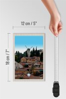 Holzschild Reise 12x18 cm Israel Stadt Windmühle Natur Dekoration