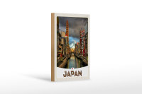 Holzschild Reise 12x18 cm Japan Asien Fluss Stadt Urlaub Dekoration