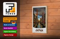 Holzschild Reise 12x18 cm Japan Asien Fluss Stadt Urlaub Dekoration