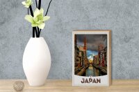Holzschild Reise 12x18 cm Japan Asien Fluss Stadt Urlaub Dekoration