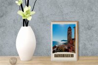 Holzschild Reise 12x18 cm Italien Riviera Meer Stadt Strand