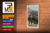 Holzschild Reise 12x18 cm Jerusalem Israel Stadt Garten Dekoration