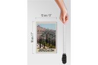 Holzschild Reise 12x18 cm Jerusalem Israel Stadt Garten Dekoration