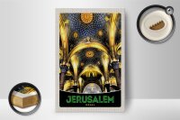 Holzschild Reise 12x18 cm Jerusalem Israel Tempel innen Dekoration