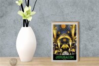 Holzschild Reise 12x18 cm Jerusalem Israel Tempel innen Dekoration