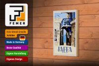Holzschild Reise 12x18 cm Jaffa Jerusalem Israel Stadt Meer