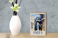 Holzschild Reise 12x18 cm Jaffa Jerusalem Israel Stadt Meer