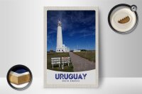 Holzschild Reise 12x18 cm Uruguay Amerika USA Leuchtturm