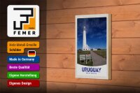 Holzschild Reise 12x18 cm Uruguay Amerika USA Leuchtturm